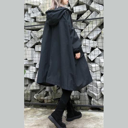 2019 black Winter coat trendy plus size hooded baggy zippered Coats women pockets coats