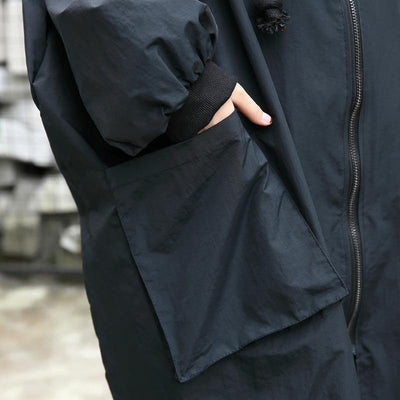 2019 black Winter coat trendy plus size hooded baggy zippered Coats women pockets coats