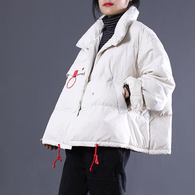 2019 white Outfits oversize stand collar thick quilted coat Elegant double breasted down coats