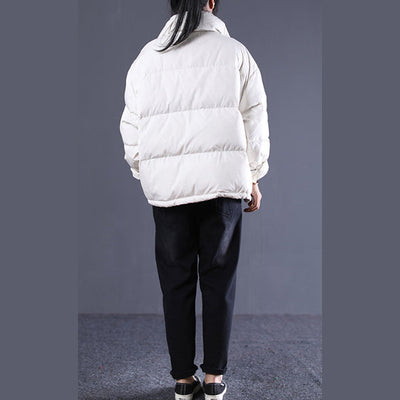 2019 white Outfits oversize stand collar thick quilted coat Elegant double breasted down coats