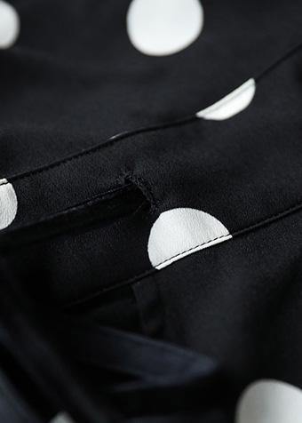 2019 Fine black dotted lapel half sleeve jumpsuit pants