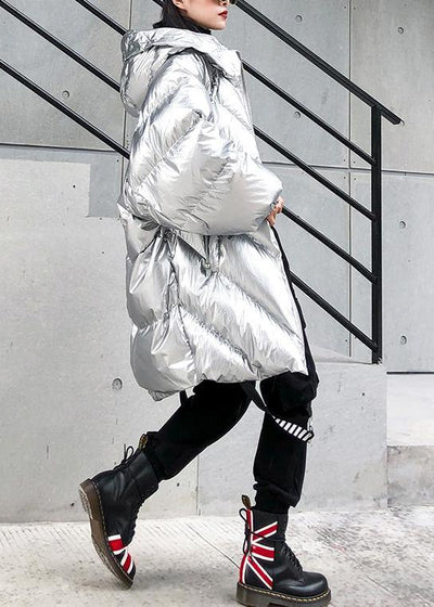 2019 silver Parkas for women oversized down jacket winter outwear hooded