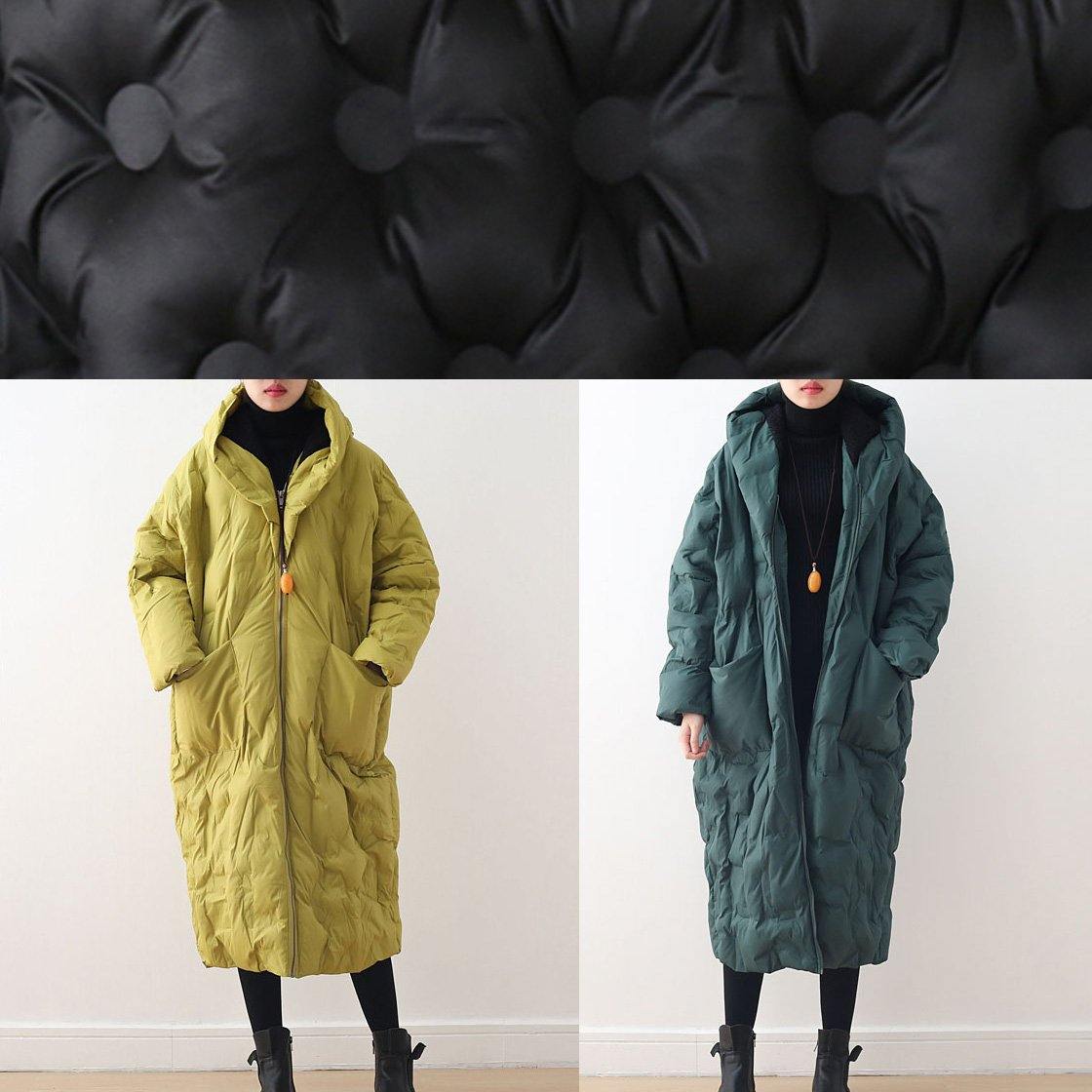 2021 Warm Yellow Down Coat original design literary retro overcoat