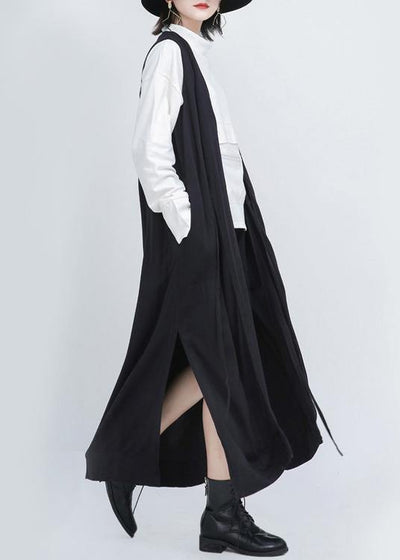 2021 Summer New Black Sleeveless Loose And Long Waistcoat