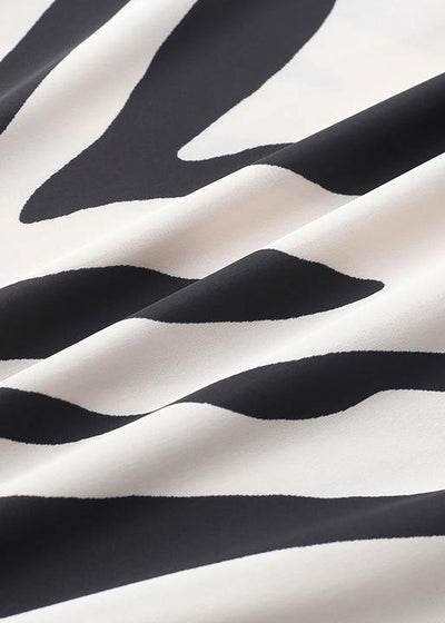 21 Summer Suit Zebra Stripe Silk Wide Leg Pants Irregular Two Piece Set