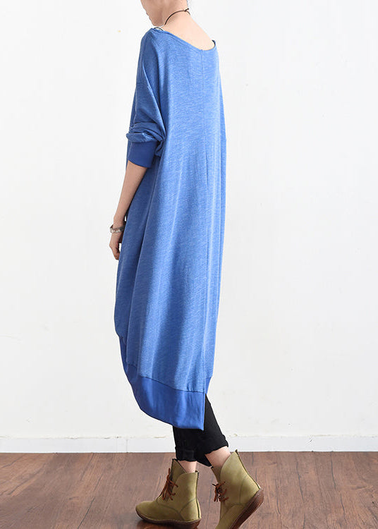 2021 autumn blue low high silk blouses oversized cotton blouses stylish tops