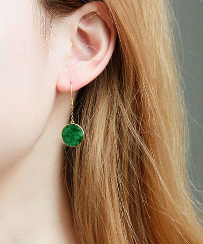 Art Green 18K Gold Jadeite Drop Earrings