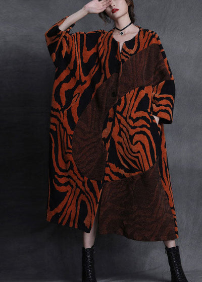 Art Orange Patchwork Button fashion Fall woolen coats