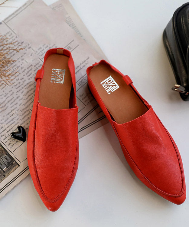 Art Red Sheepskin Comfortable Pointed Toe Thong Slide Sandals