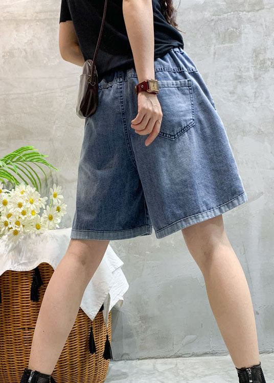Beautiful Blue Embroideried denim shorts Summer