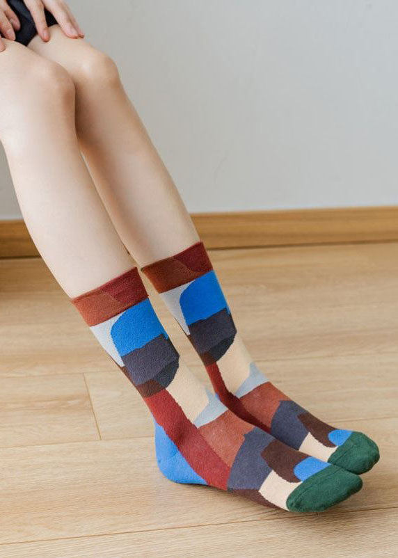 Beautiful Creative Color Paitings Cotton Mid Calf Socks