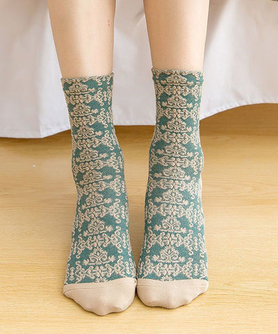 Beautiful Jacquard Cotton Mid Calf Socks