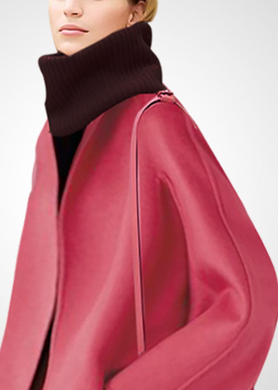 Beautiful Pink Oversized Pockets Woolen Coats Winter