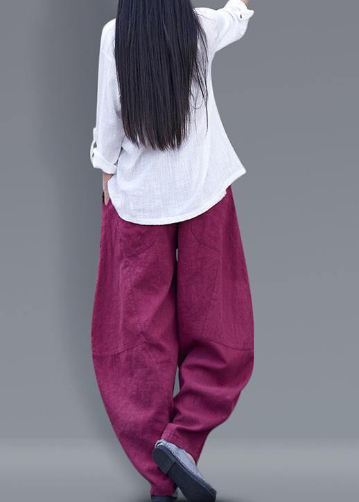Beautiful harem pants cotton Boho Work Outfits burgundy long pants