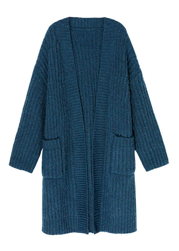 Bohemian Blue Pockets Knit Cardigan Spring