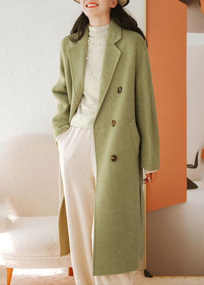 Bohemian Green Peter Pan Collar Sashes Woolen Coat Fall