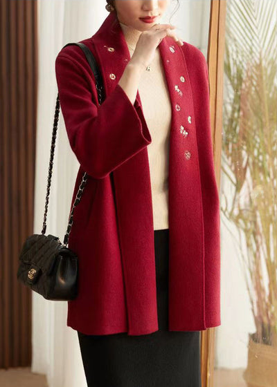 Bohemian Red Embroideried Pockets Patchwork Knit Cardigans Fall