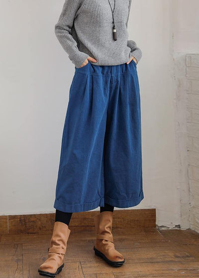 Bohemian fall casual pants oversize blue Wardrobes wide leg pants