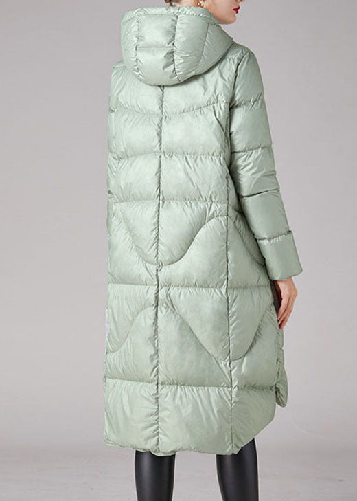 Boutique silver Green hooded low high design Loose Winter Duck Down Coats