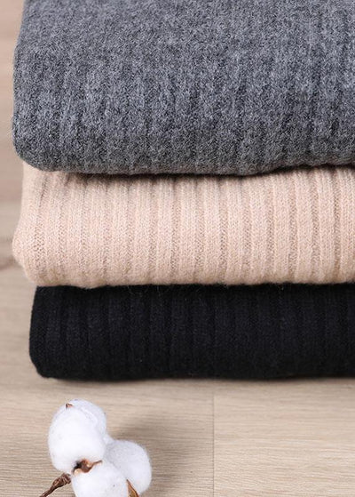 Casual Black Pockets High Neck Fall Knit Top