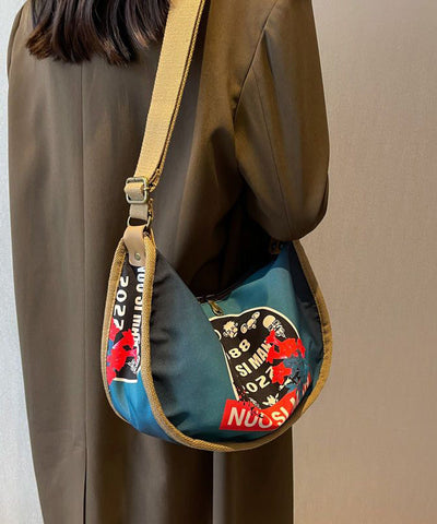 Casual Blue Appliqued Nylon Messenger Bag Satchel Bag Handbag
