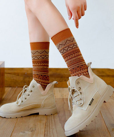 Casual Striped Thick Cotton Mid Calf Socks