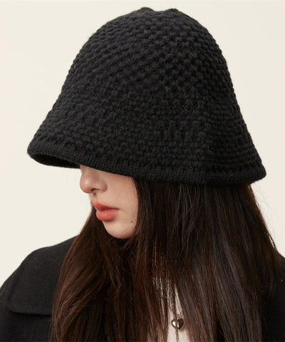 Classy Black Thick Warm Solid Knit Bonnie Hat