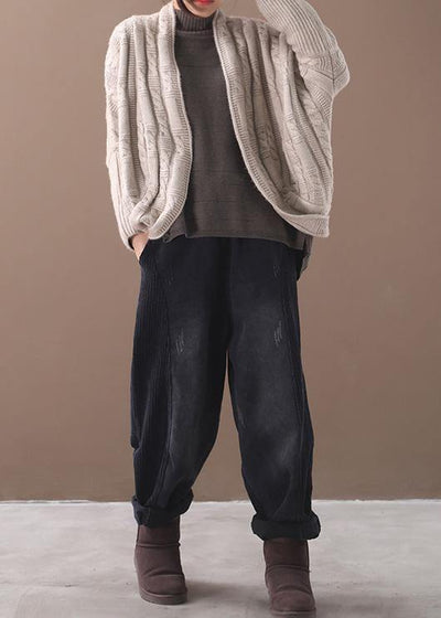 Cute winter knitwear Loose fitting khaki asymmetric sweater coat