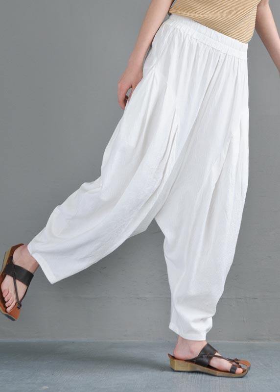 Elegant Grey High Waist Cotton Linen lantern  Pants Summer