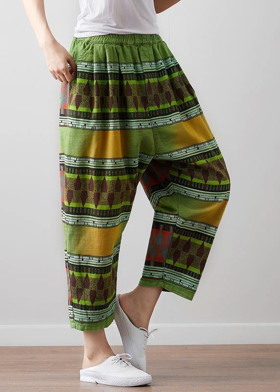 Elegant green linen pants Fitted Summer Vintage High Waist Pants