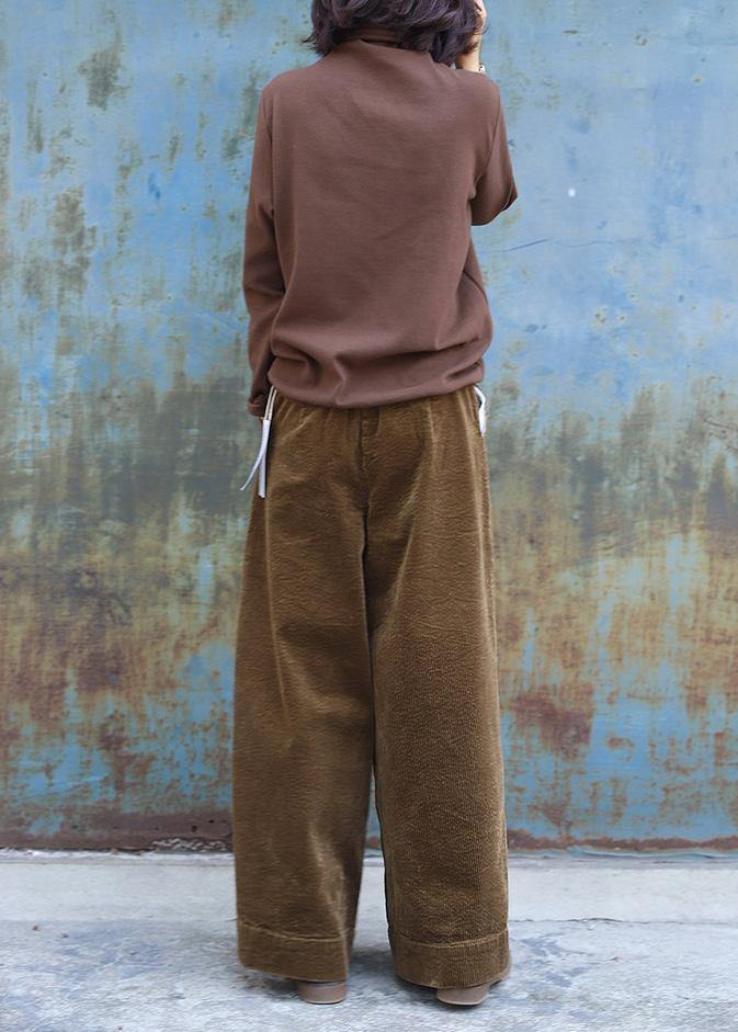 Elegant thick pants khaki Work Outfits wild leg pants