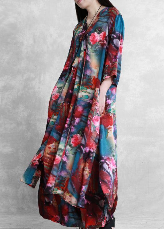 Ethnic style suit summer novel literary print loose two-piece