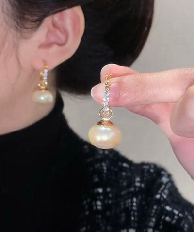 Fashion White Copper Overgild Pearl Hoop Earrings