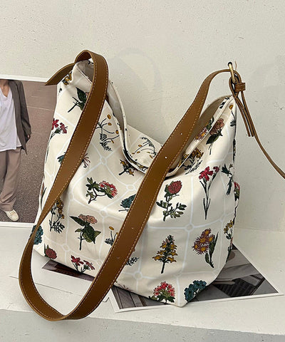 Fashion White Print High-capacity Canvas Messenger Bag