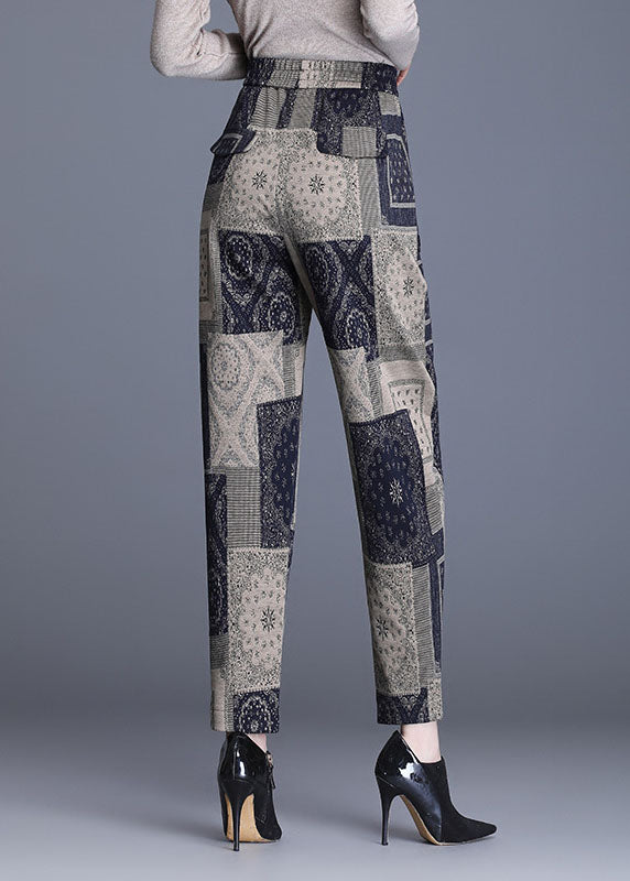Fashion fashion Print Pockets Straight Fall Pants