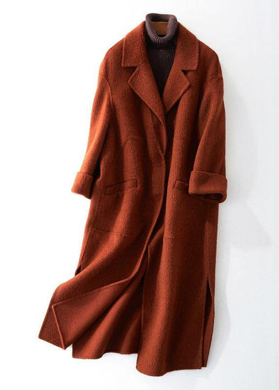 Fashion oversized trench coat half sleeve coats chocolate Notched Woolen Coats