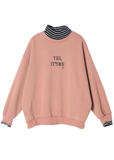 Fitted Pink Turtle Neck Graphic Warm Fleece Sweatshirts Tracksuits Winter