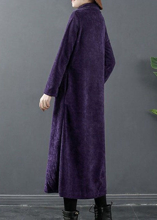Fitted Purple Turtle Neck Woolen Maxi Dress Winter