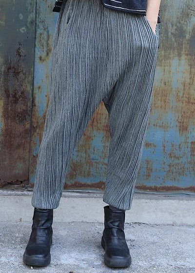 French elastic waist pants oversize gray pattern  Jeans