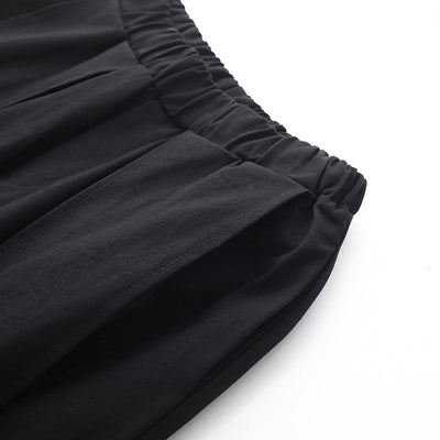 Handmade Spring Wide Leg Pants Loose Black Photography Elastic Waist Pants