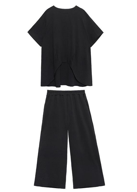 Large size casual fashion light and mature temperament T-shirt, wide-leg pants two-piece suit, young age suit women