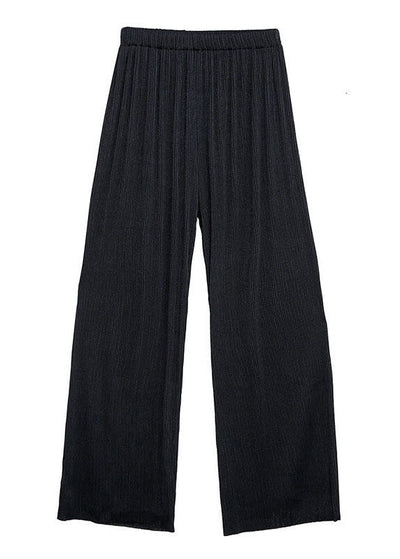 Modern black elastic waist wide leg pants Spring