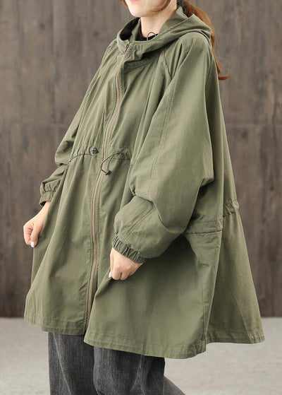Modern hooded zippered clothes For Women Shape army green Coats Outwear