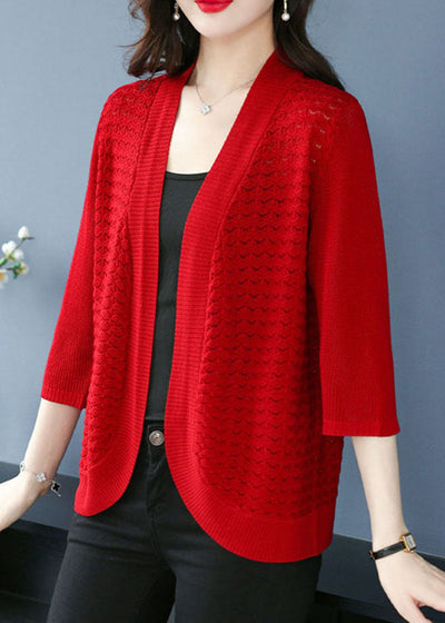 Mulberry Hollow Out Cozy Thin Ice Size Knit Cardigan Summer