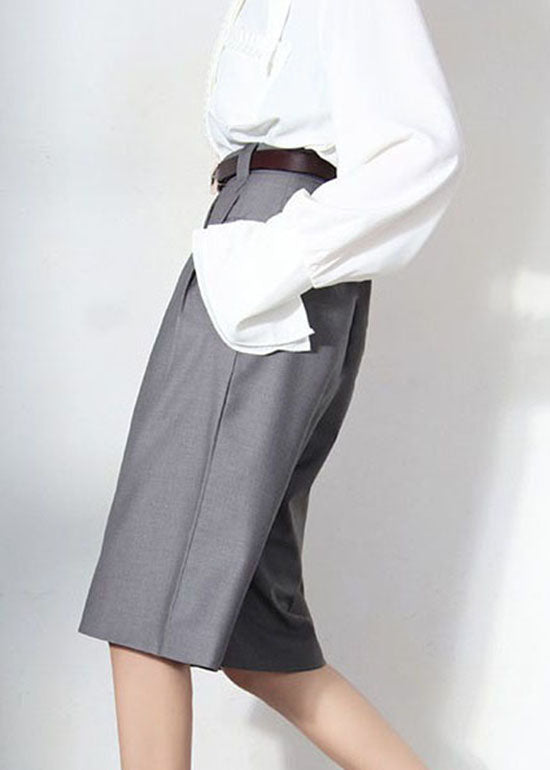 Natural Grey tunic Pockets wide leg Pants Spring