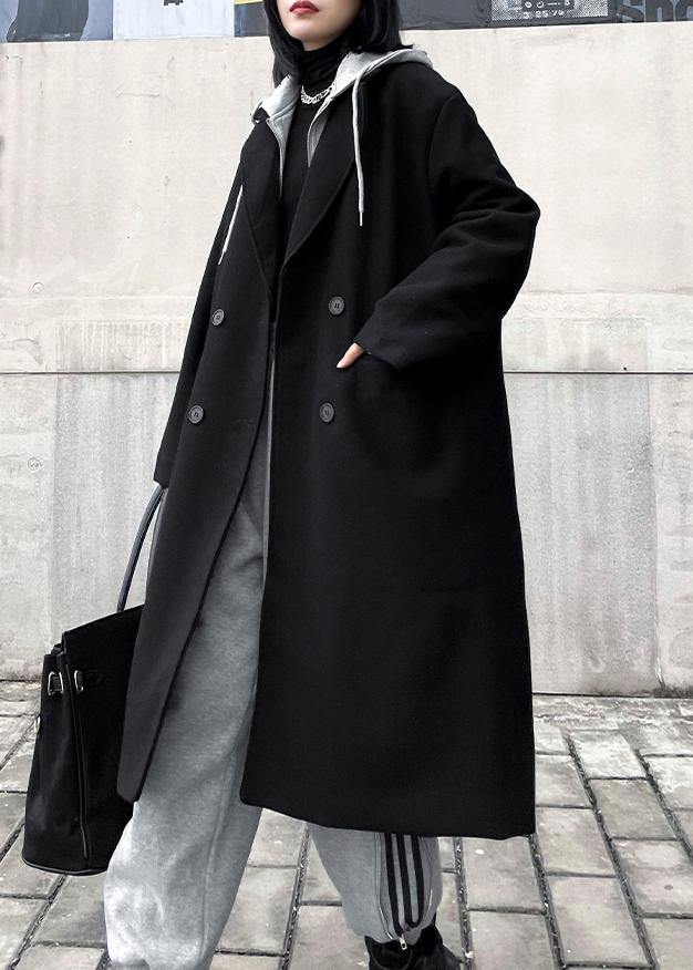 New black Woolen Coats Women plus size Notched false two pieces Winter coats