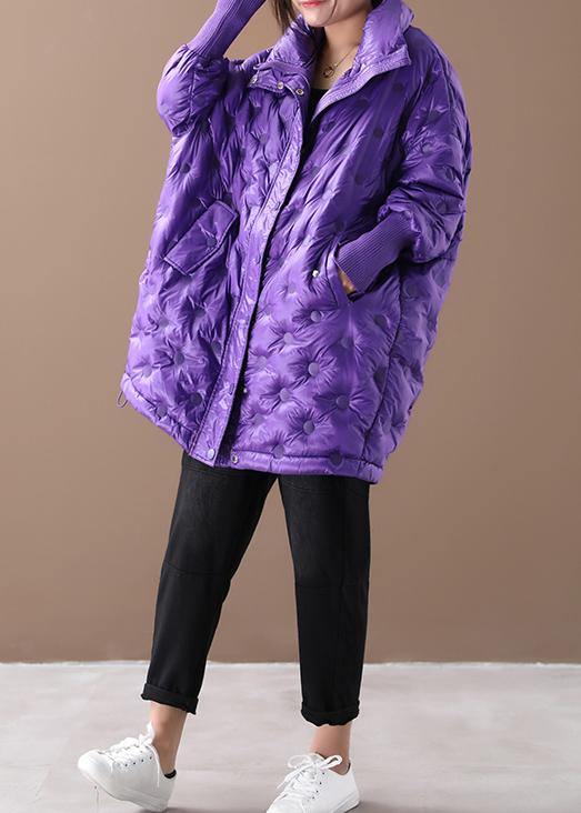 New purple duck down coat plus size down jacket winter coats stand collar zippered