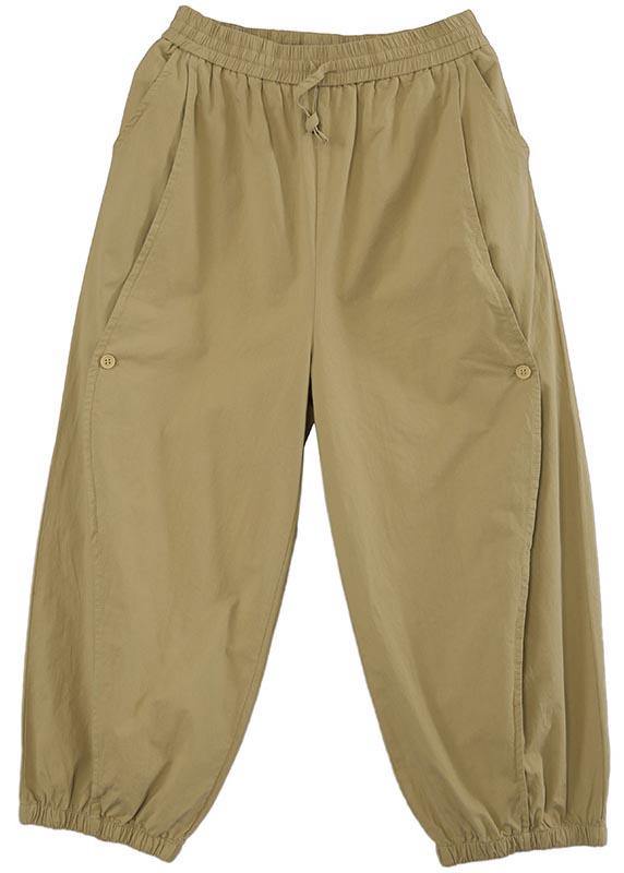 Organic Khaki High Waist Cargo  Pants Trousers Summer