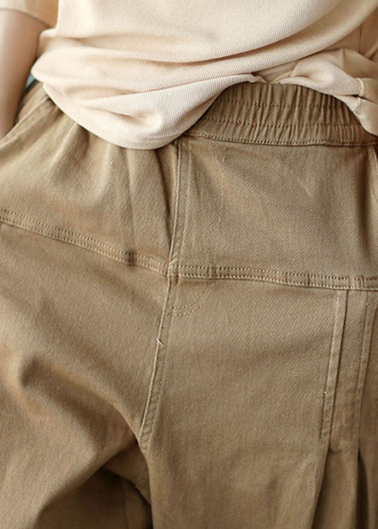Organic Khaki Loose Pockets Harem Fall Pants