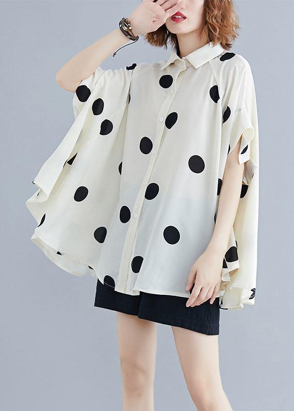 Organic lapel Ruffles box top Christmas Gifts nude dotted blouse